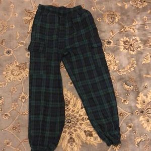 Plaid Side Flap Pocket Cargo Pants